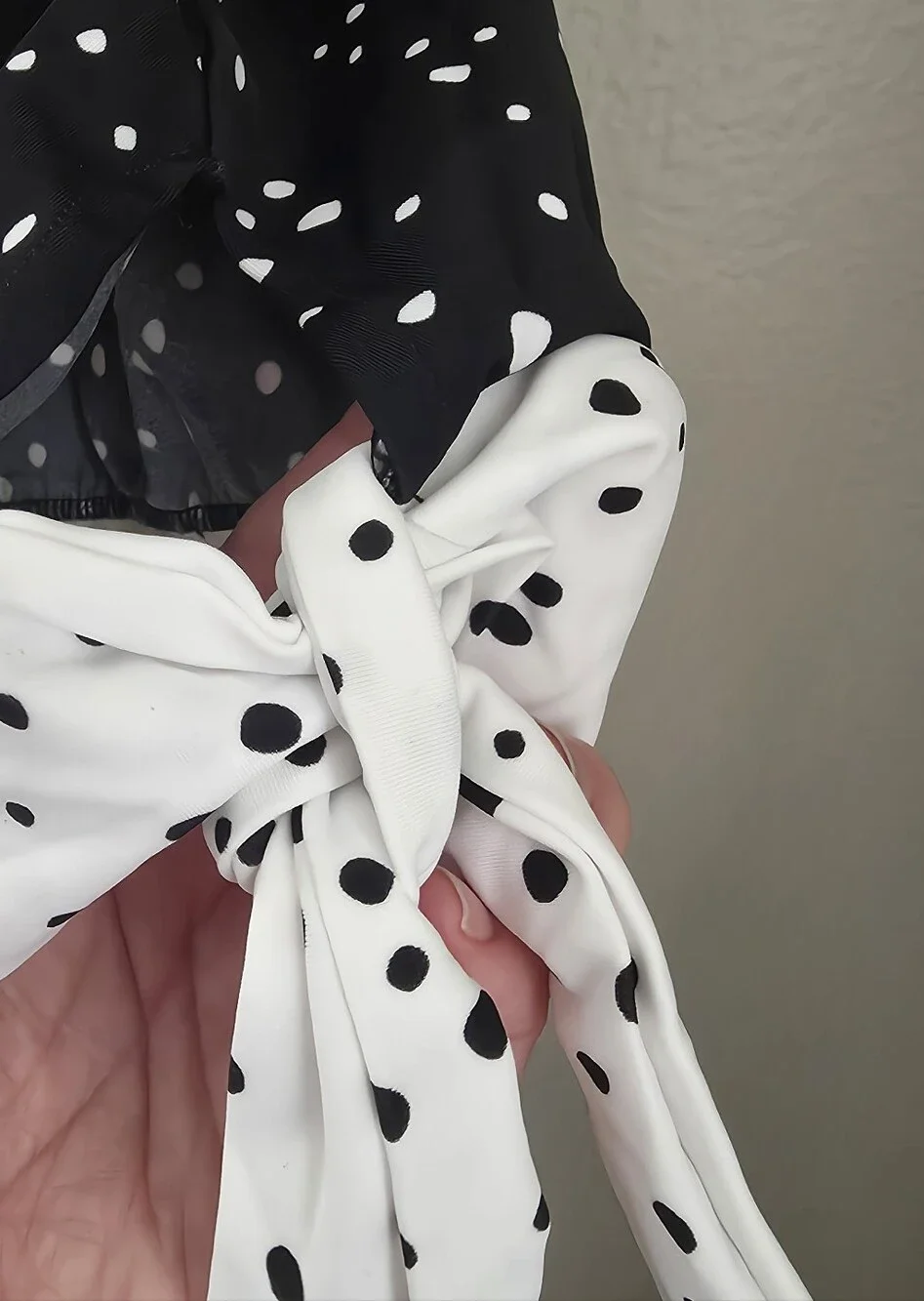 Swimsuits For All Women's Side Tie Blouson Tankini Top Polka Dot 16 NWOT